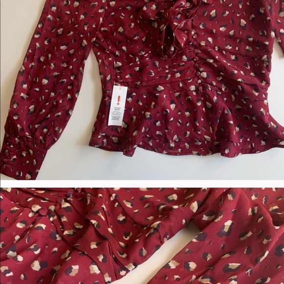 Bardot Tops - Bardot Revolve Kalia Top Burgundy Leopard …